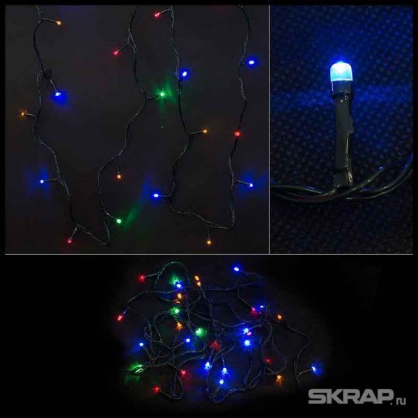 Электрогирлянда LED30-3-MC PROMO (30 светодиодных ламп, длина 3м, зеленый, без мигания, многоцвет)