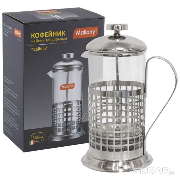 Чайник/кофейник (кофе-пресс), CELLULA, B511-350ML, из жаропрочного стекла, 350 мл, в корп из нерж ст
