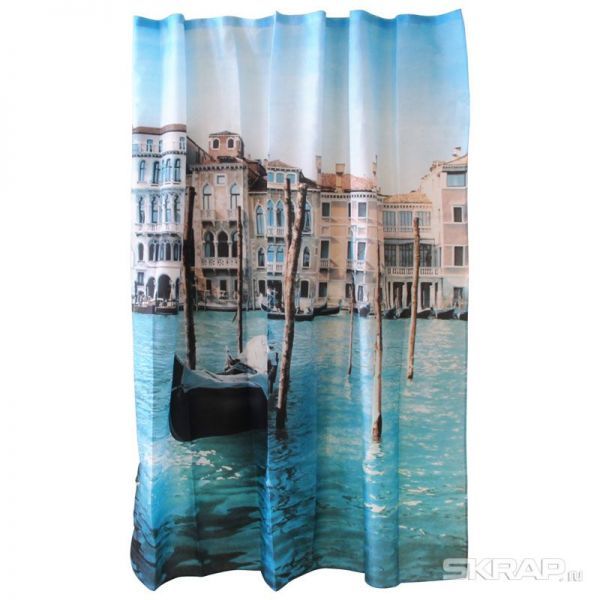 Занавеска для ванной Curtain-Venice "Венеция", 100%полиэстер, размер 180*180см, 12 крючков в комплек