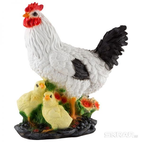 Фигурка садовая "Курица с цыплятами" H-30см