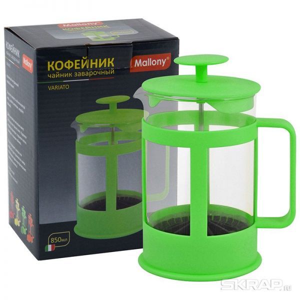 Чайник/кофейник (кофе-пресс) пластик, серия Variato, 850 мл, цвета в ассортименте
