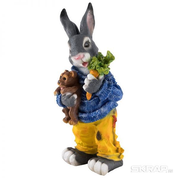 Фигурка садовая "Заяц с морковкой и рюкзаком большой" Н-58см