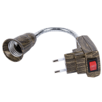 Переходник вилка-патрон E27 гибкий 150мм c выключателем черненая бронза Ecola base