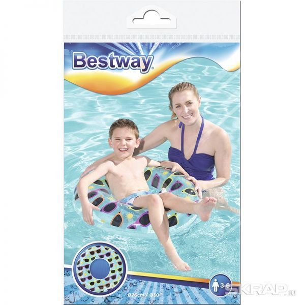 Круг для плавания надувной Bestway 36057, 76см Дизайнерский