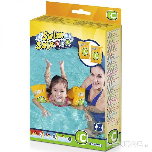 Нарукавники для плавания Swim Safe, ступень С, 25х15см, Bestway 32033