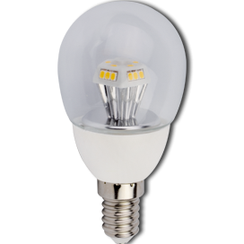 Лампа сд G45 4,2W 220V 2700К E14 прозр. пирамида шар 90х45 Ecola Globe