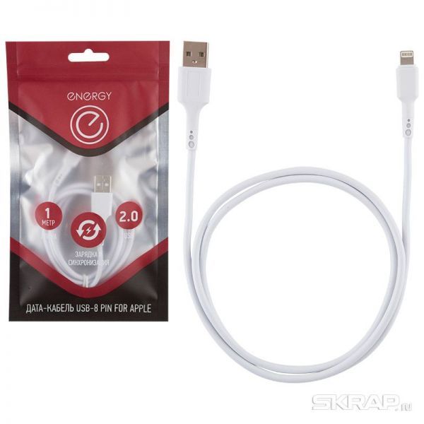 Кабель Energy ET-05 USB/Lightning (для продукции Apple), цвет - белый