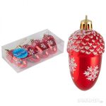 Набор елочных украшений "Желудь" (4шт) цвет красный