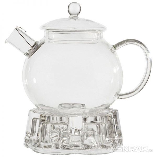 Чайник заварочный на подставке AROMA, объем:1000 мл (боросиликатное стекло, фильтр из нерж.стали)