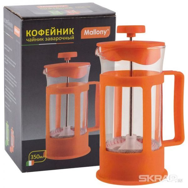 Чайник/кофейник (кофе-пресс) с пластиковым корпусом Plastico-350, объем - 350 мл