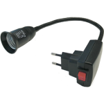 Переходник вилка-патрон E27 гибкий 300мм c выключателем черный Ecola base