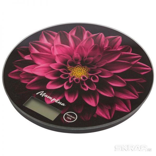 Весы кухонные электронные МАТРЁНА МА-197, 7 кг, пурпурный цветок