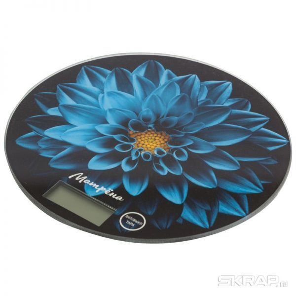 Весы кухонные электронные МАТРЁНА МА-197, 7 кг, голубой цветок