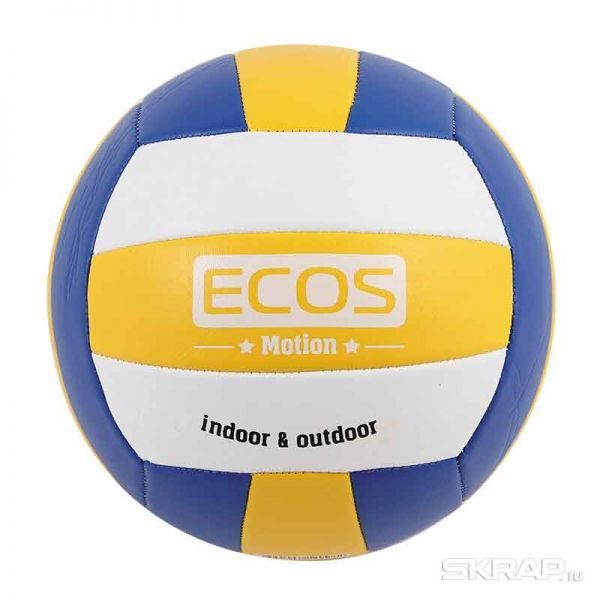 Мяч волейбольный ECOS MOTION VB103 (№5, 3-цвет., машин.сшивка, ПВХ)