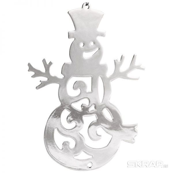 Металлическая подвеска "Новогодний снеговик", 9,9х12 см, серебро