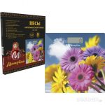 Весы напольные электронные МАТРЁНА МА-090 герберы (стеклянная поверхность, 180 кг)