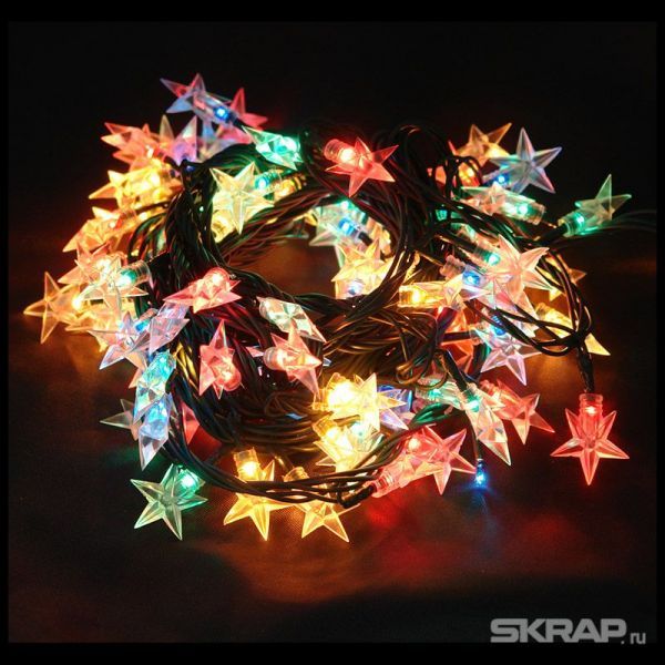Электрогирлянда "Звезды" Star-100-5-MC (100 рисовых ламп, длина 5м, 8режимов, многоцвет)