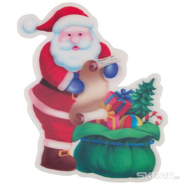 Наклейка новогодняя "Санта с мешком" 3D