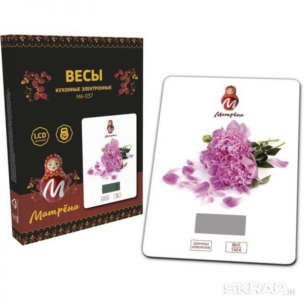 Весы кухонные электронные МАТРЁНА МА-037 Пионы