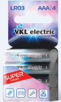 Элемент питания LR03 AAA Alkaline 1,5V PAK-4 VKL