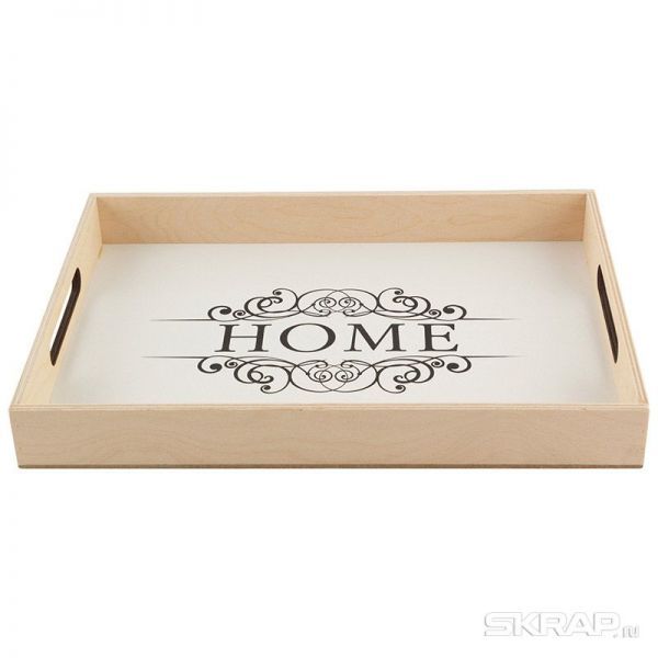 Декоративный поднос "HOME" (32*27 см) белый
