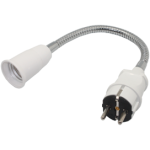 Переходник вилка-патрон E27 гибкий 300мм без выключателя белый Ecola base