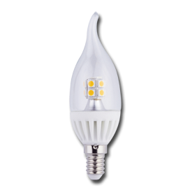 Лампа сд C37 4,0W 220V 2700K E14 проз.свеча на ветру (керамика) 125х37 Ecola candle