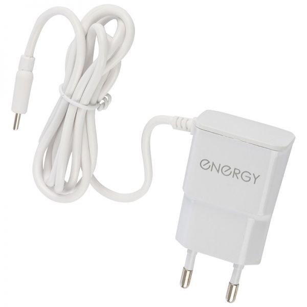 Сетевое зарядное устройство Energy ET-13 с кабелем micro-USB, 1А, цвет - белый