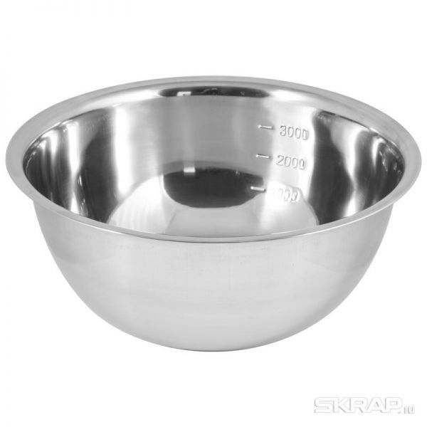 Миска Bowl-Roll-28, объем 4300 мл, из нерж стали, зеркальная полировка, диа 28 см