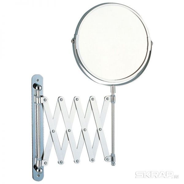 Зеркало косметическое M-1612 двустороннее (Х5) настенное (диаметр:17см, хром.металл, стекло)