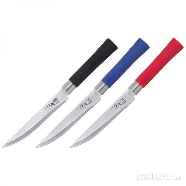 Нож с пластиковой рукояткой MAL-05P-MIX универсальный, 11,5 см (цвет: синий, красный. черный)