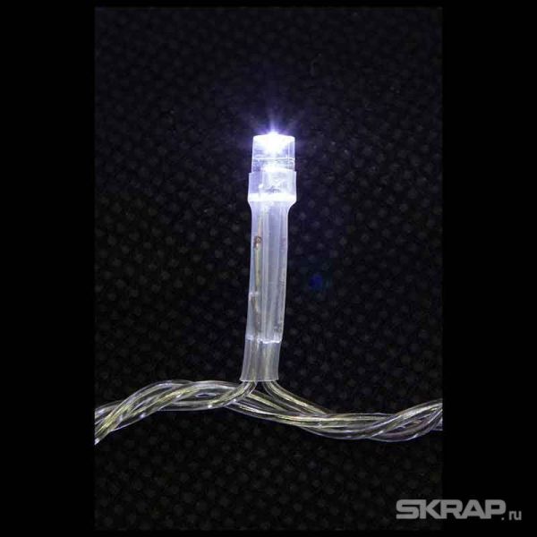Электрогирлянда LED60-3-W (60 светодиодных ламп, длина 3м, прозрачный, белый, 8режимов)